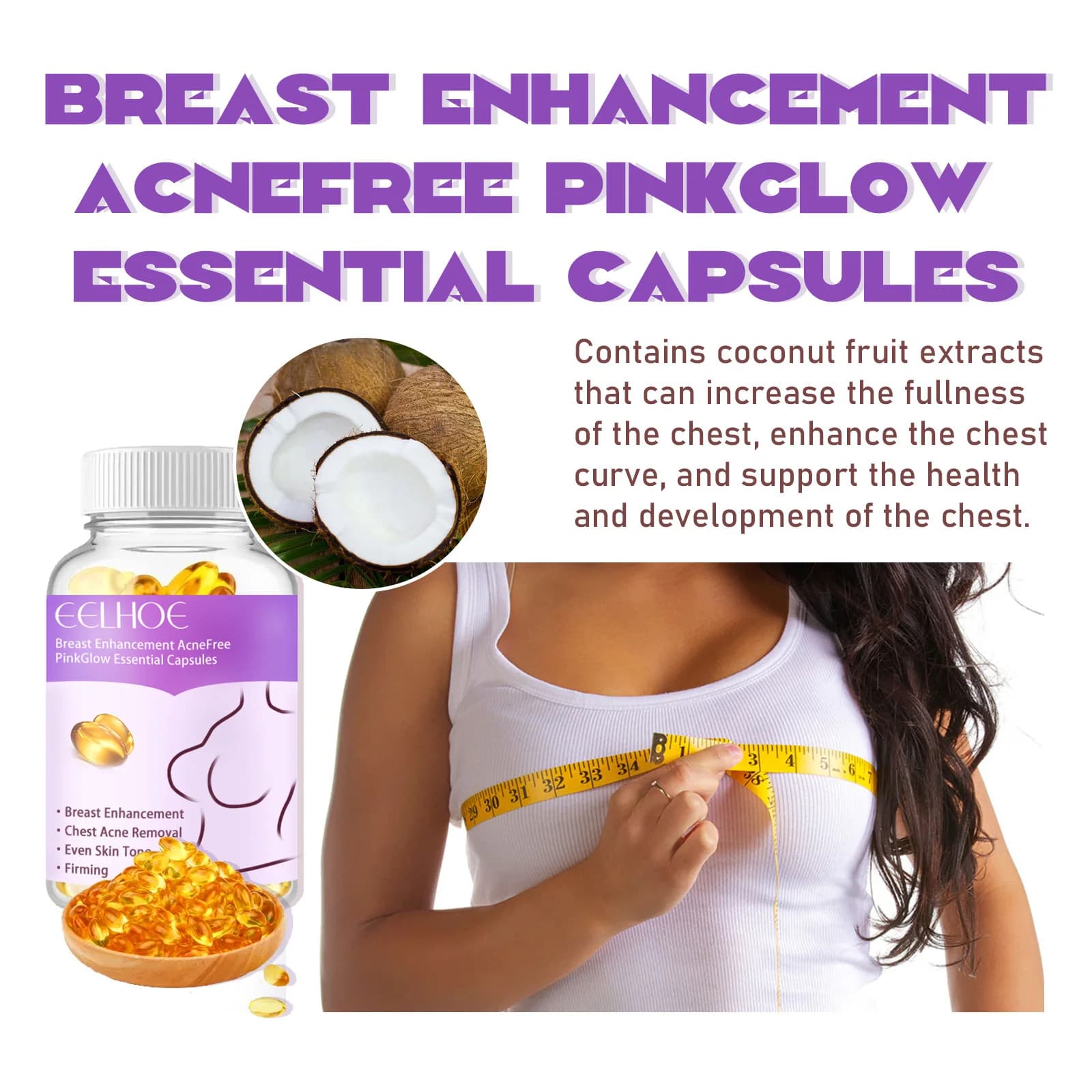 Capsules d'huile d'augmentation mammaire pour augmenter les fesses et les seins, vitamine E dans l'huile, rehausseur de poitrine, huile raffermissante