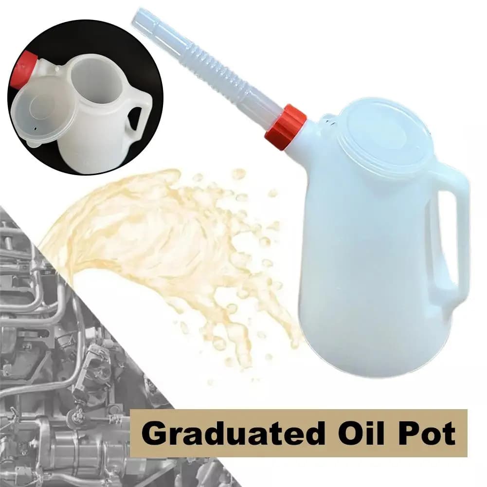 Récipient de mesure d'huile avec poignée, carafe à huile avec entonnoir, distributeur d'huile avec bouchon anti-poussière pour automobile, moto, voiture