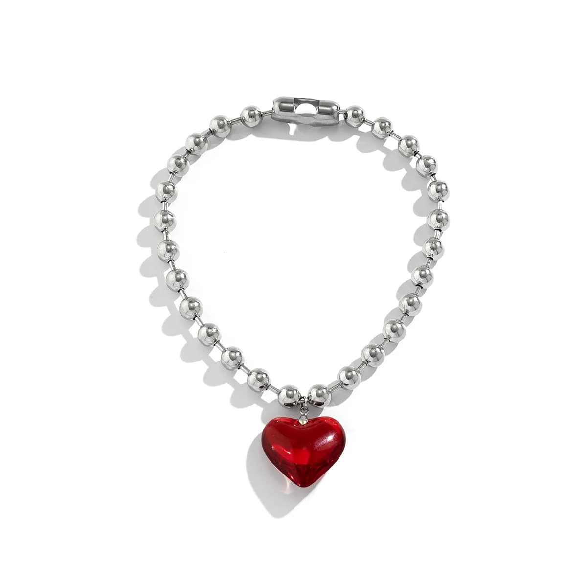 Collier pendentif coeur d'amour coloré pour femme, perles de document en argent, accessoires bijoux, hip hop, punk, steampunk, JOGrunge, 6 couleurs