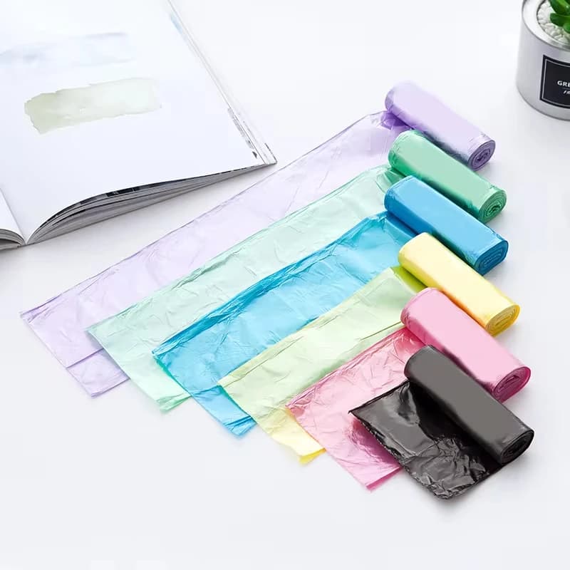 Sac poubelle Portable uni, 5 rouleaux/paquet, plusieurs couleurs, doublures de poubelles pour salle de bains, toilettes, chambre à coucher, toilettes de bureau