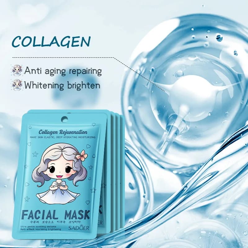 10 pièces SADOER acide hyaluronique collagène masque Facial soins de la peau hydratant masques faciaux coréen