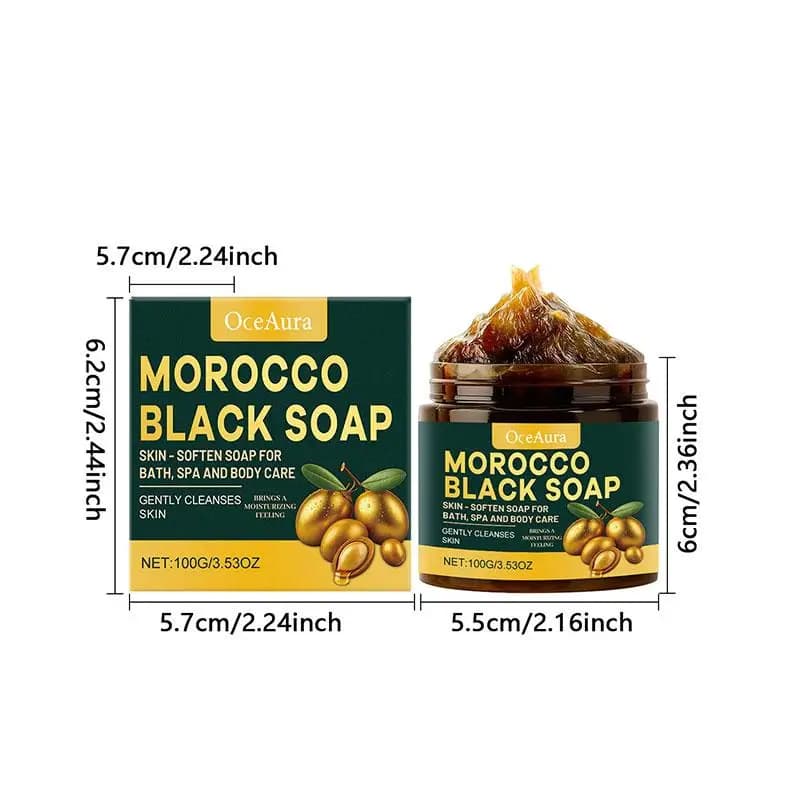Savon noir marocain, nettoyage en profondeur, soin doux, hydratant, savon pour le corps à l'huile d'olive et d'argan pour une peau douce et lisse, 100g