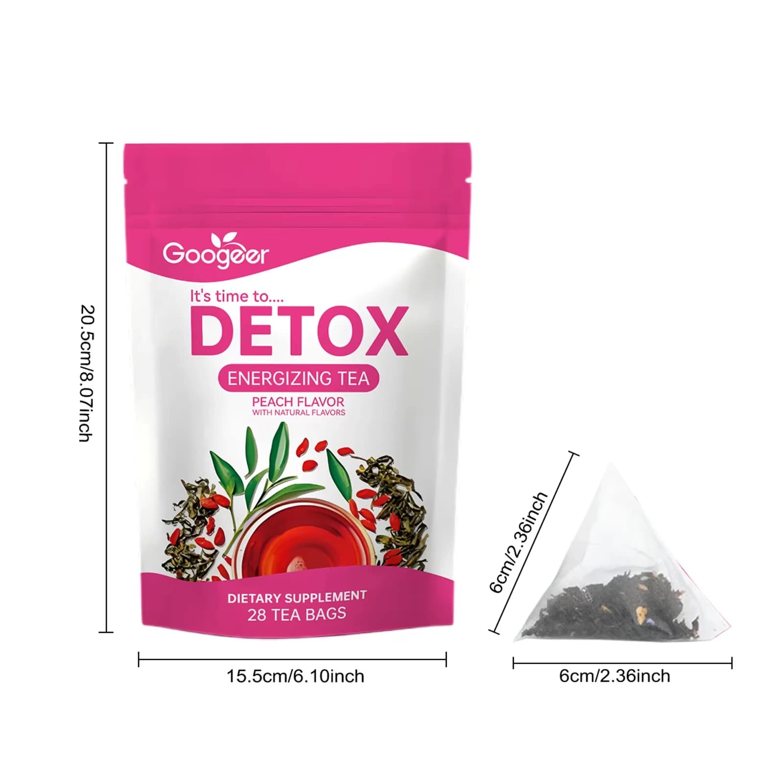 Googeer 28 sachets de thé détoxifiant aux herbes pour soulager l'abdomen