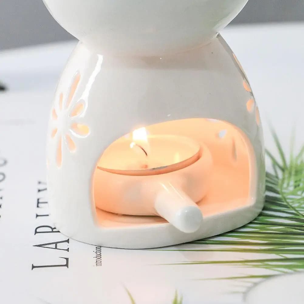 Brûleur d'encens en céramique blanche, bougie d'huile essentielle, diffuseur d'aromathérapie, poêle chauffant creux, décoration de maison du moyen-orient, ornement