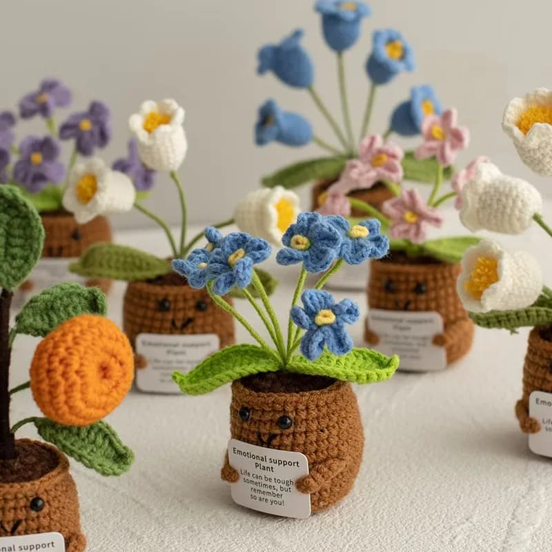 Jolie fleur au Crochet en pot, mots d'encouragement, ne me oubliez pas, crochet orange convolia, ornement de réchauffement de cœur