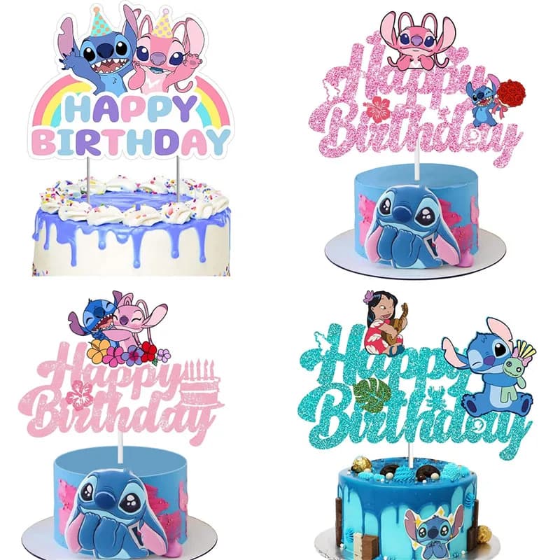 Lilo point décoration de gâteau Anime Bluey gâteau Topper carte enfants fournitures de fête d'anniversaire bébé anniversaire drapeau cadeau