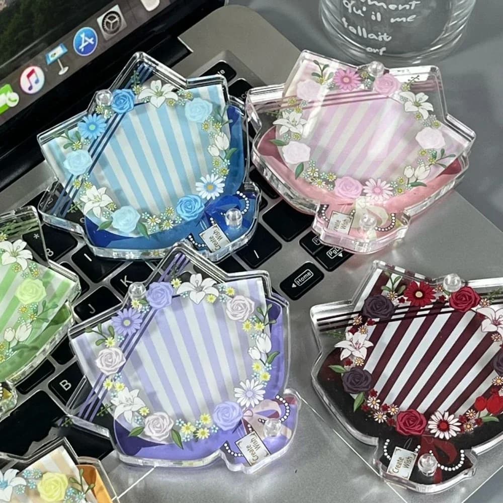 Boîte de rangement de beauté Bouquet éternel, cadre de carte en acrylique de 58mm, Badge en brique de haute qualité, boîtes de rangement décoratives, cadeau pour amis