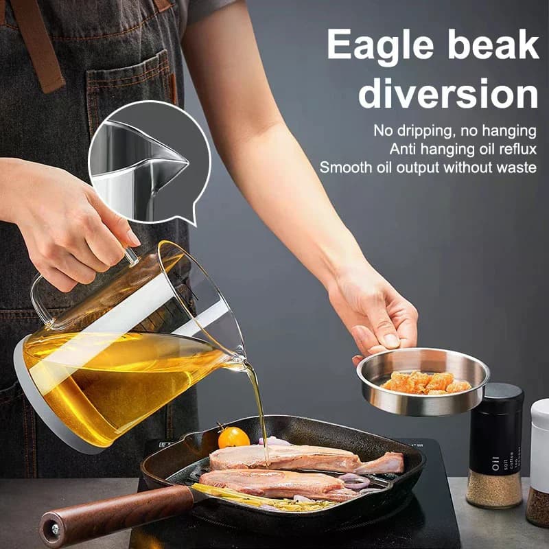 Crépine d'huile en verre et acier inoxydable, 1l/1,5 l, récipient, pichet, boîte de rangement avec filtre, Pot d'huile de cuisson pour outils ménagers de cuisine