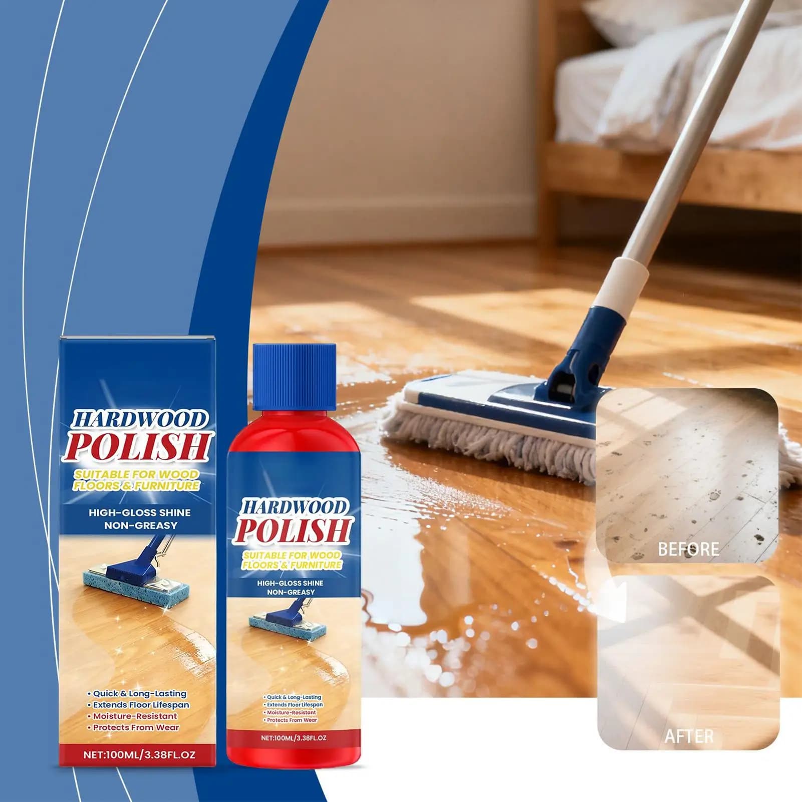 Polissage pour sols en bois dur, 100ml, réparation des rayures, élimination des taches, brillance pour sols en bois stratifié, pour chambre à coucher, entrée, salon