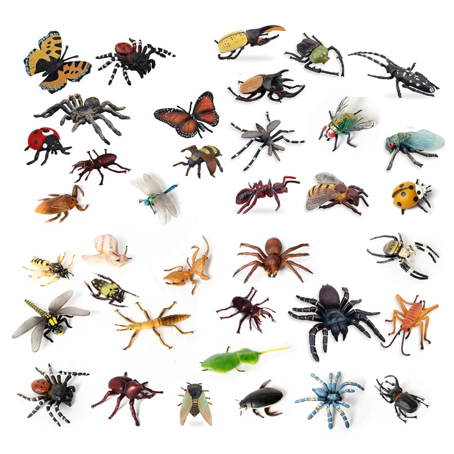 Figurines d'insectes en plastique réalistes avec cigale Cricket scarabée abeille fourmi araignée coccinelle insectes