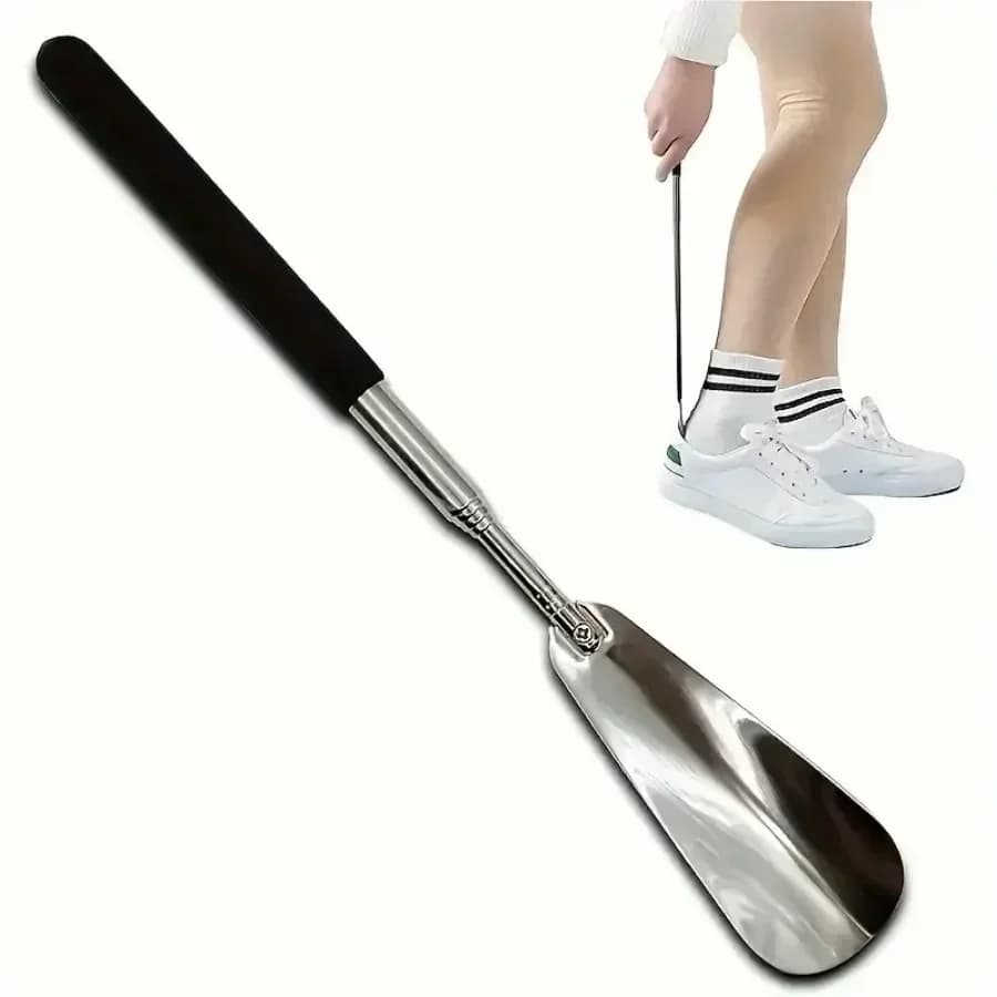 Extracteur de chaussures rétractable en acier inoxydable pour personnes âgées, Assistant de chaussures, adapté aux hommes et aux femmes, Schoenlepel, corne de chaussure 1 pièce