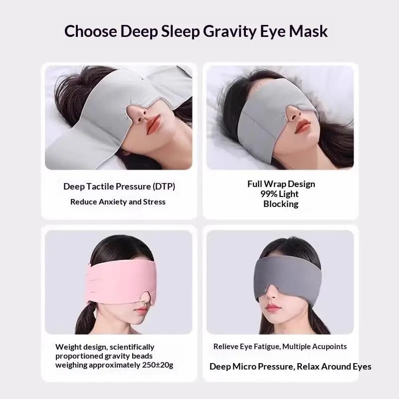 Masque de sommeil lesté anti-lumière, bandeau relaxant pour soulager la fatigue, aide au sommeil pour hommes et femmes (1 pièce)