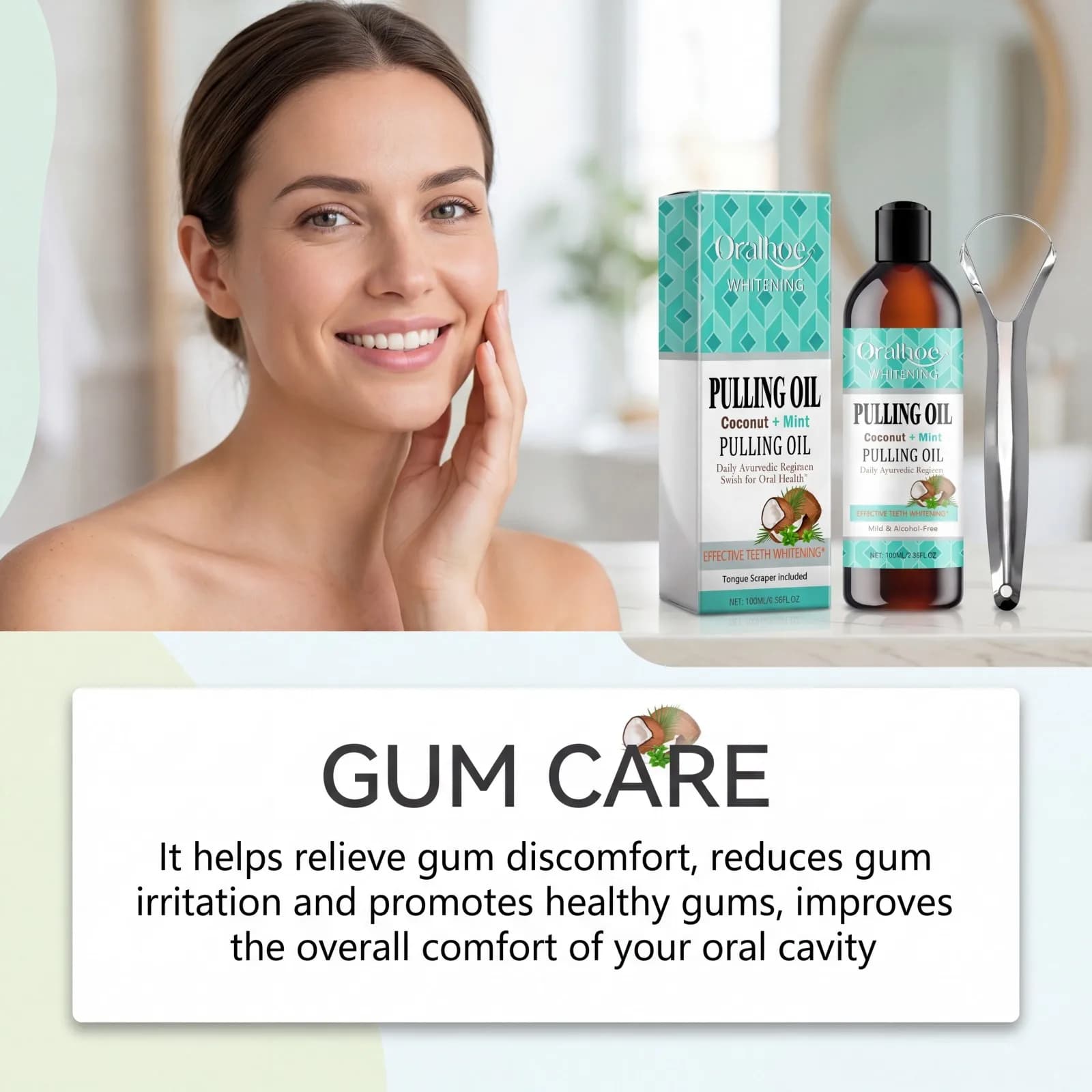 Huile de bain de bouche Coco Menthe pour l'huile pulling