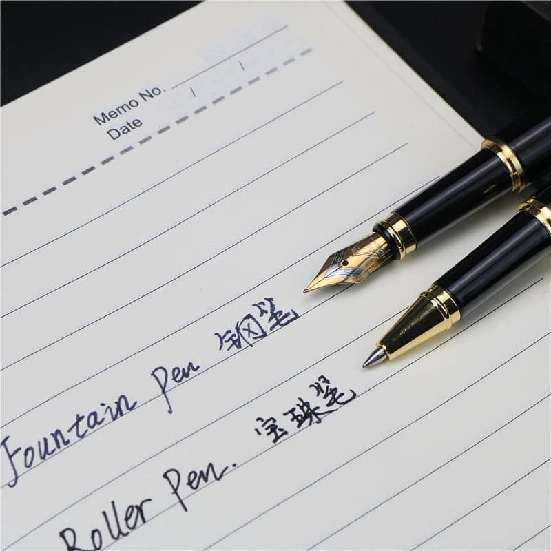 Stylo plume et stylo à bille bureau école texte doré personnalisé gravé commémorer cadeau stylo entièrement en métal étudiant écriture stylo à bille
