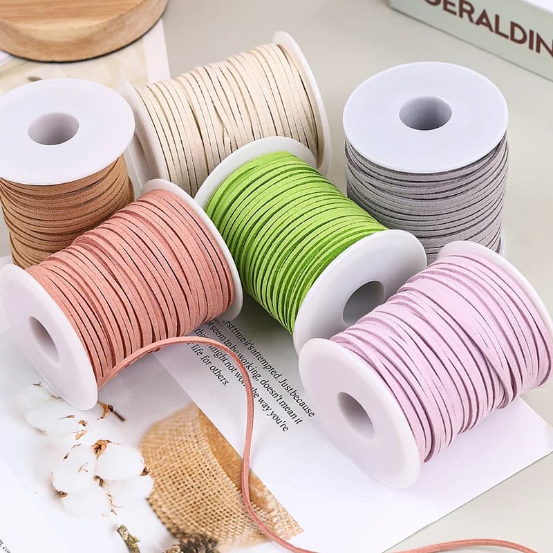 Rouleau de 45m de ruban décoratif à fleurs pour bricolage, fournitures de bijoux en velours GT, ficelle de fil, faux daim, tressé, cuir