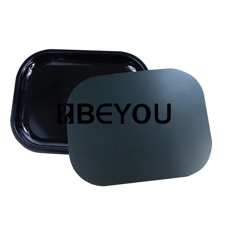Plateau à rouler personnalisé avec couvercle magnétique 18x14cm blanc et noir, accessoires pour tabac, broyeur, rangement pour papier à cigarettes