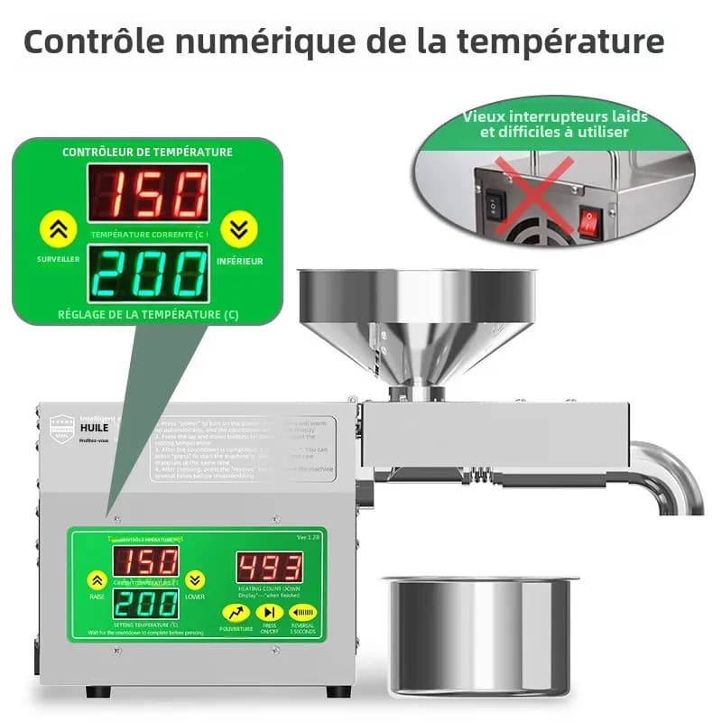 Presse à huile domestique intelligente en acier inoxydable