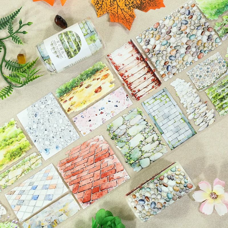 Ruban PET 70mm*200cm Motif Route en Pierre Vintage, Matériel Créatif DIY pour Journal, Collage, Scrapbooking, Papeterie