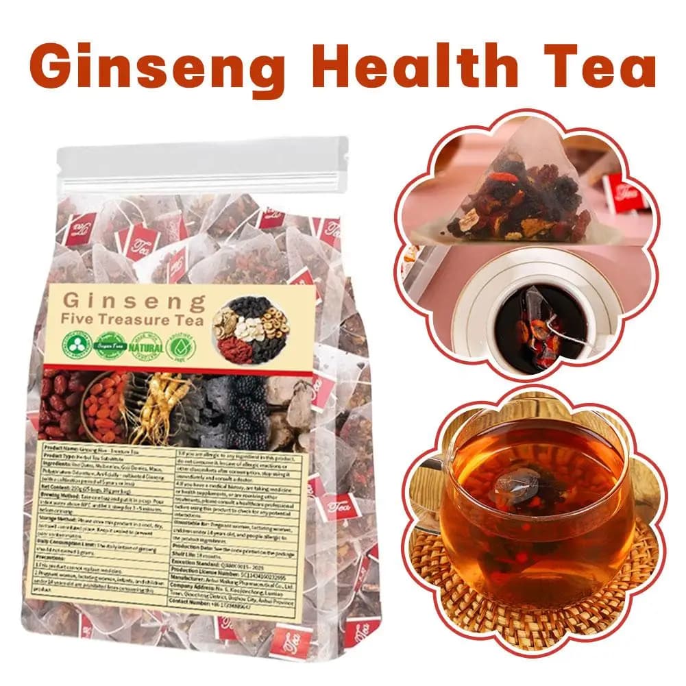 Thé de santé aux herbes chinoises Ginseng Cinq Trésors 6 ingrédients pour hommes et femmes, détoxifiant les reins, soin nettoyant naturel