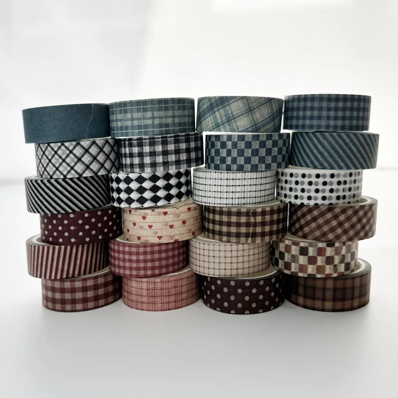 6 rouleaux/boîte Ruban adhésif washi à carreaux rétro pour carnet DIY
