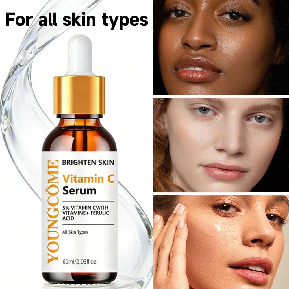 Sérum à la vitamine C avec vitamine E et acide férulique, sérum éclaircissant pour tous types de peau, sérum visage pour soins quotidiens