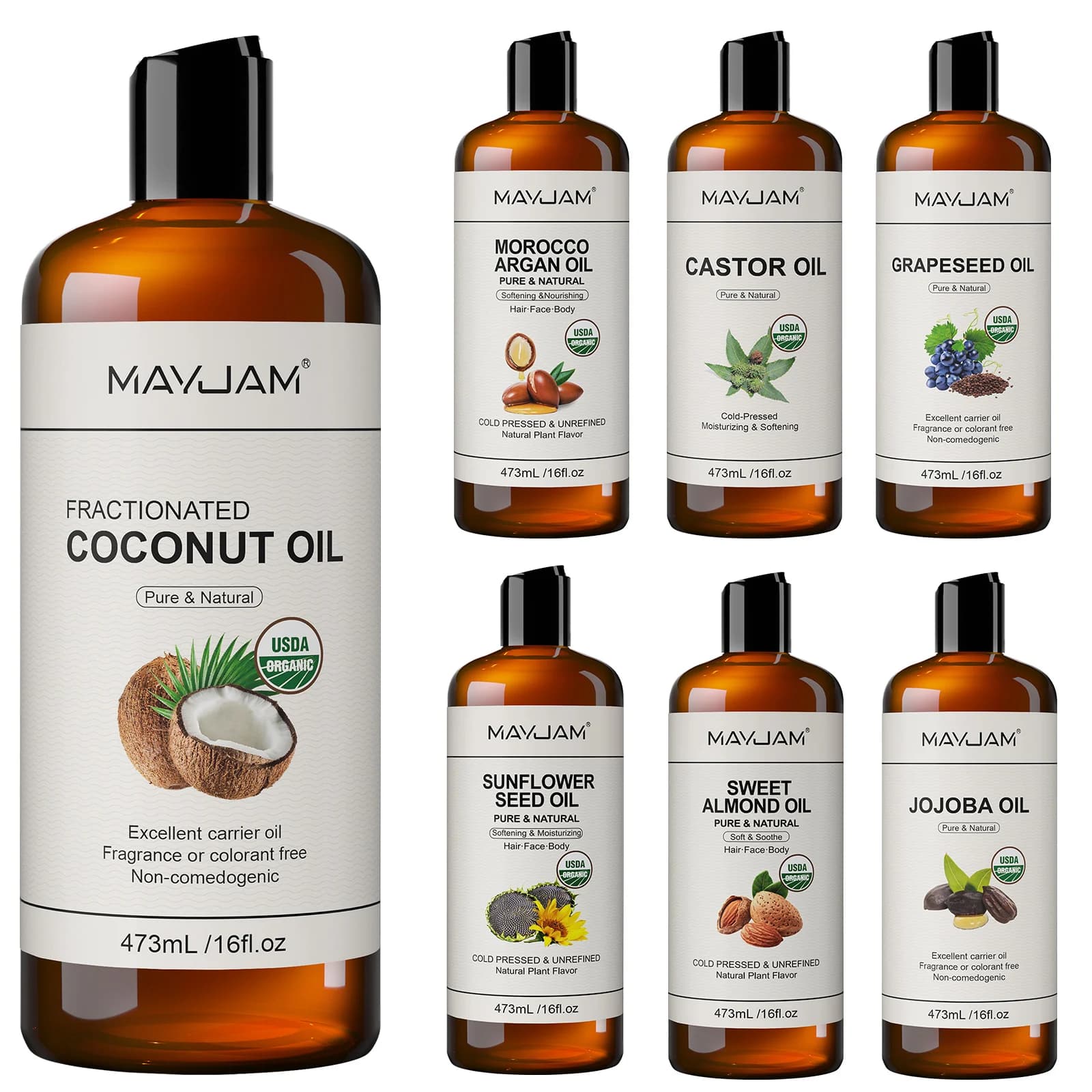 USDA huile de noix de coco biologique pour la peau visage cheveux pressé à froid amande douce argan marocain