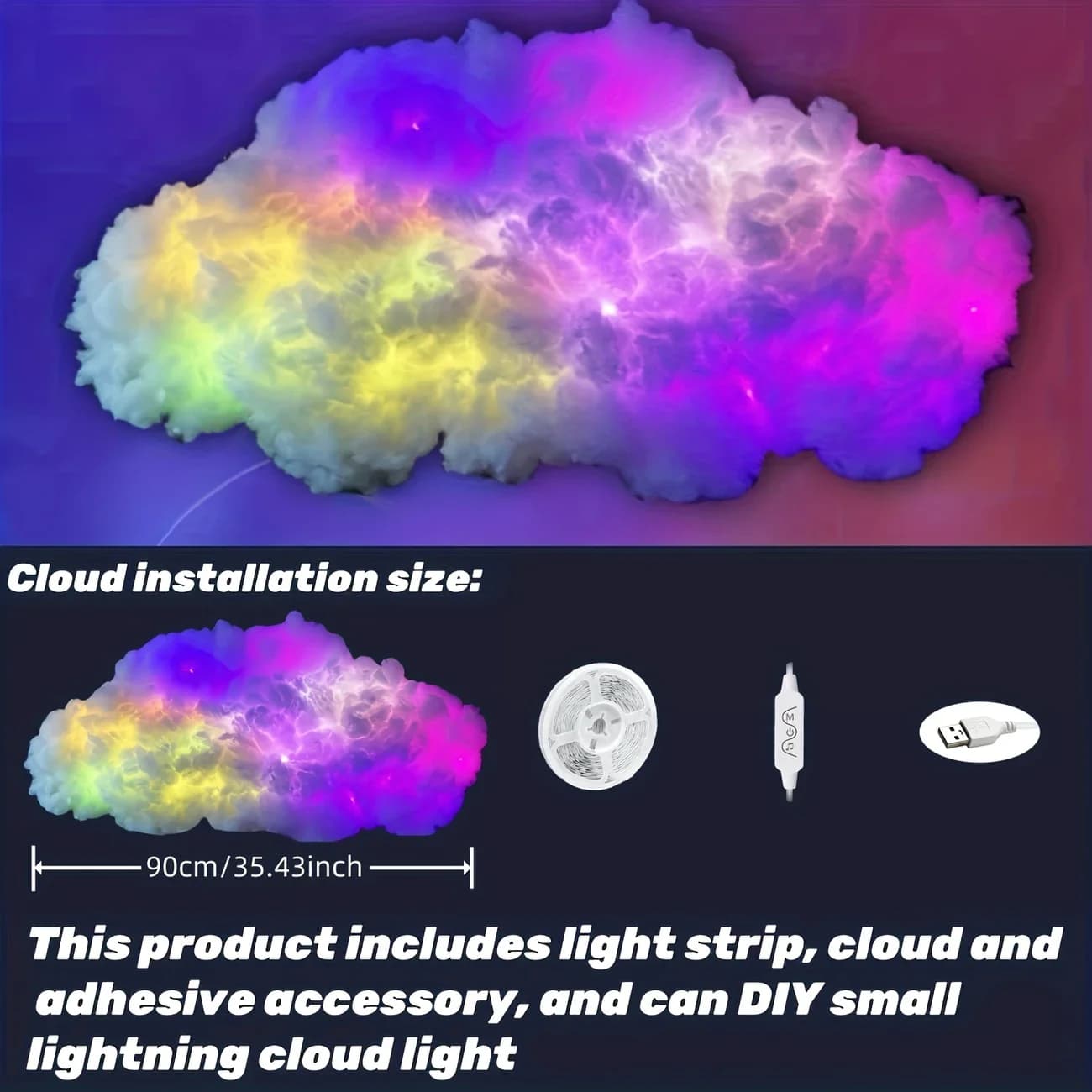 Lampe nuage 3D DIY avec effets lumineux colorés RGBIC