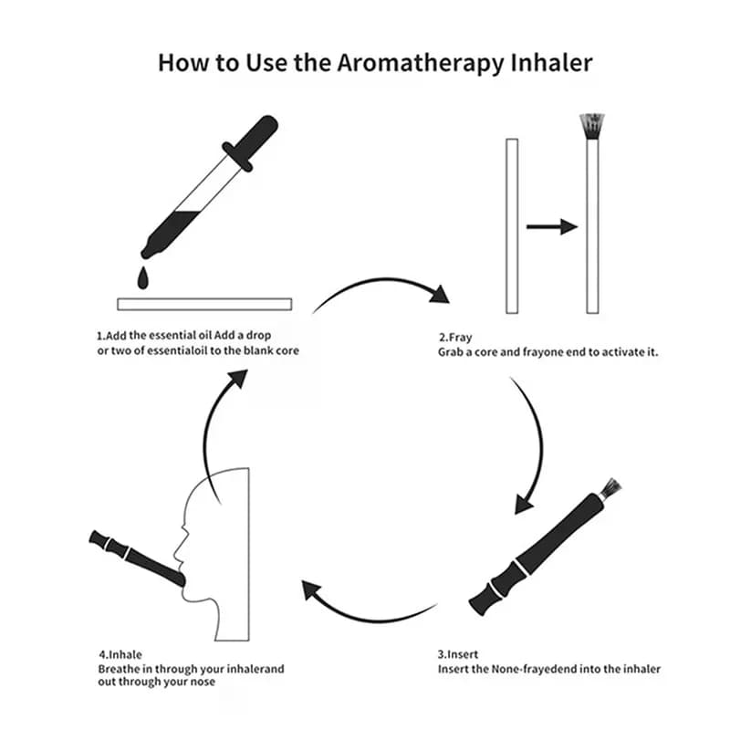 Inhalateur d'aromathérapie pour huiles essentielles, bâton d'inhalateur pour arrêter de fumer, diffuseur personnel en bois pour huiles essentielles avec tiges de fibres