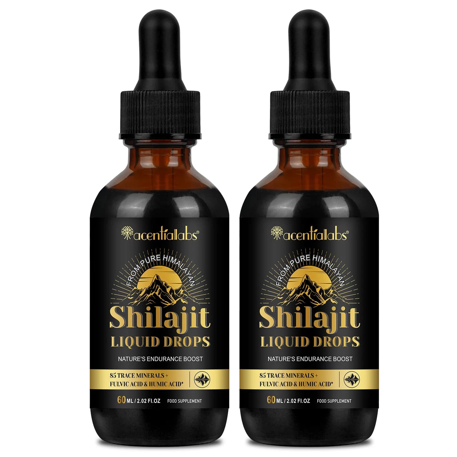 Shilajit Pur de l'Himalaya en Gouttes | Supplément avec 85+ Minéraux et Acide Fulvique | Booster d'Énergie