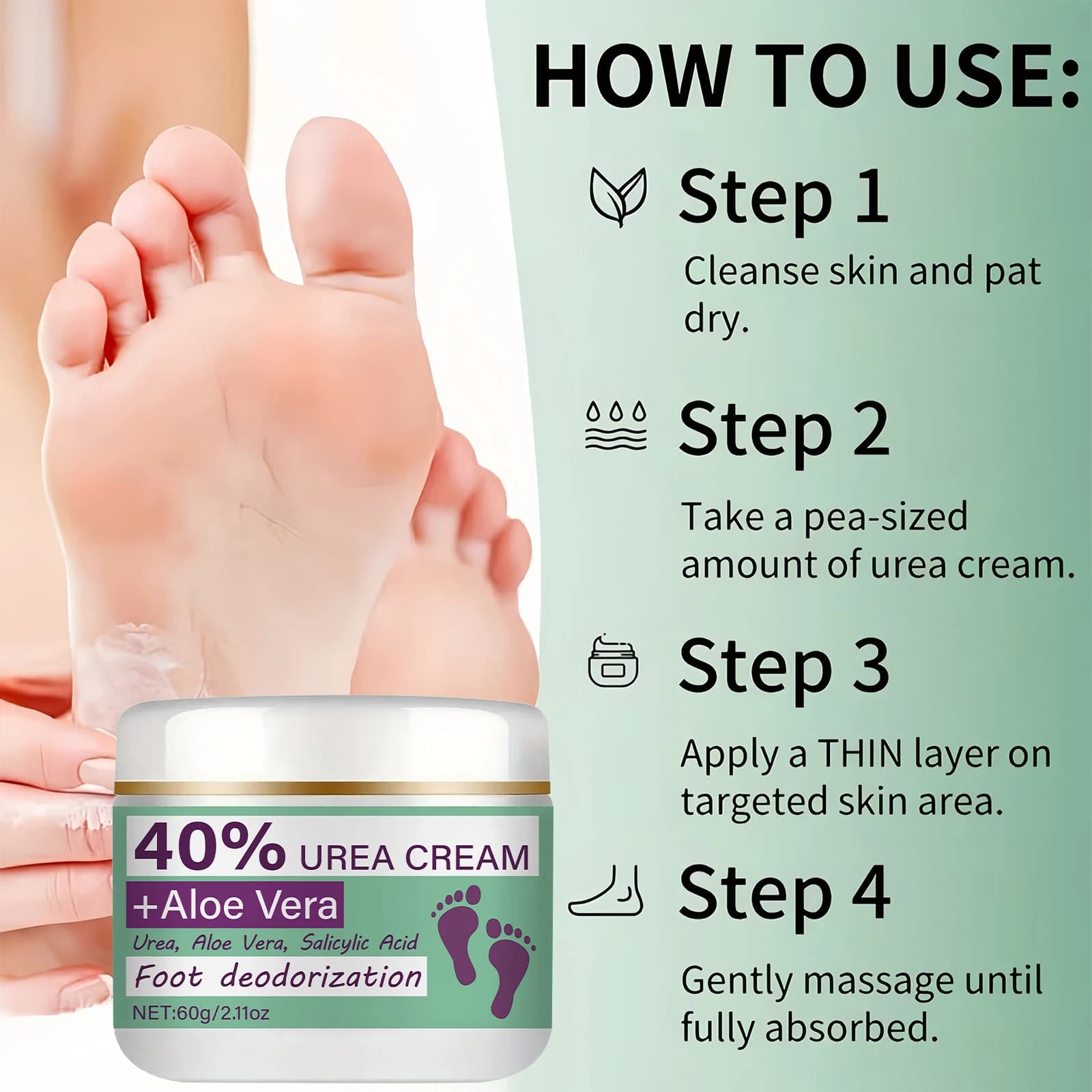 Crème déodorante pour les pieds - Élimination puissante des odeurs et protection contre la transpiration, tube ergonomique pour une application précise, convient à une utilisation quotidienne et pour