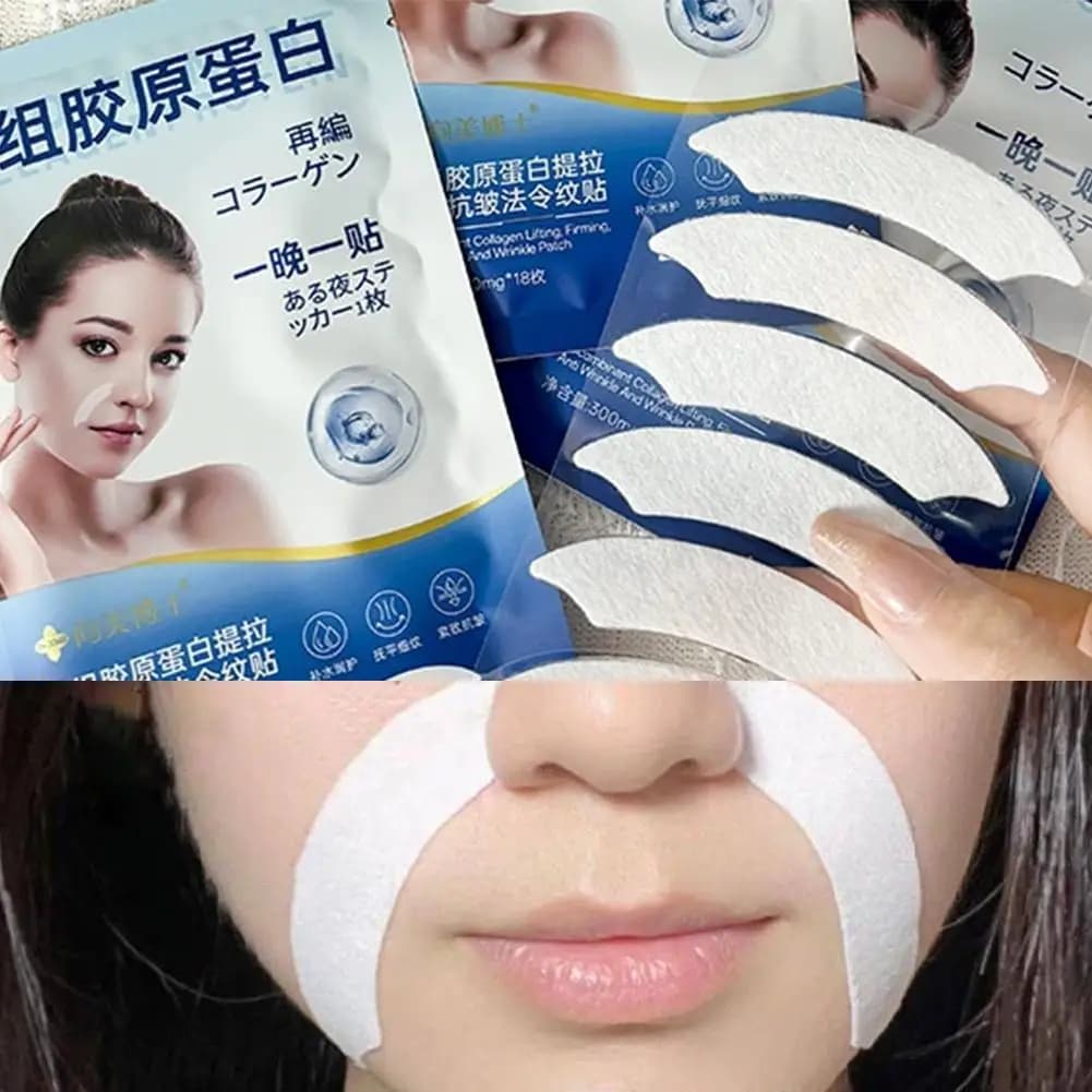 Patchs anti-rides pour le visage – 18 patchs Masques pour la nuit pour réduire les rides du visage, les lignes souriantes, les ridules et les rides du menton