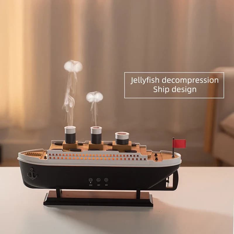 Humidificateur d'air de décoration de modèle de bateau Titanic, diffuseur d'huile essentielle de 250ml, anneau de fumée de méduse, diffuseur d'arôme en Spray pour la maison