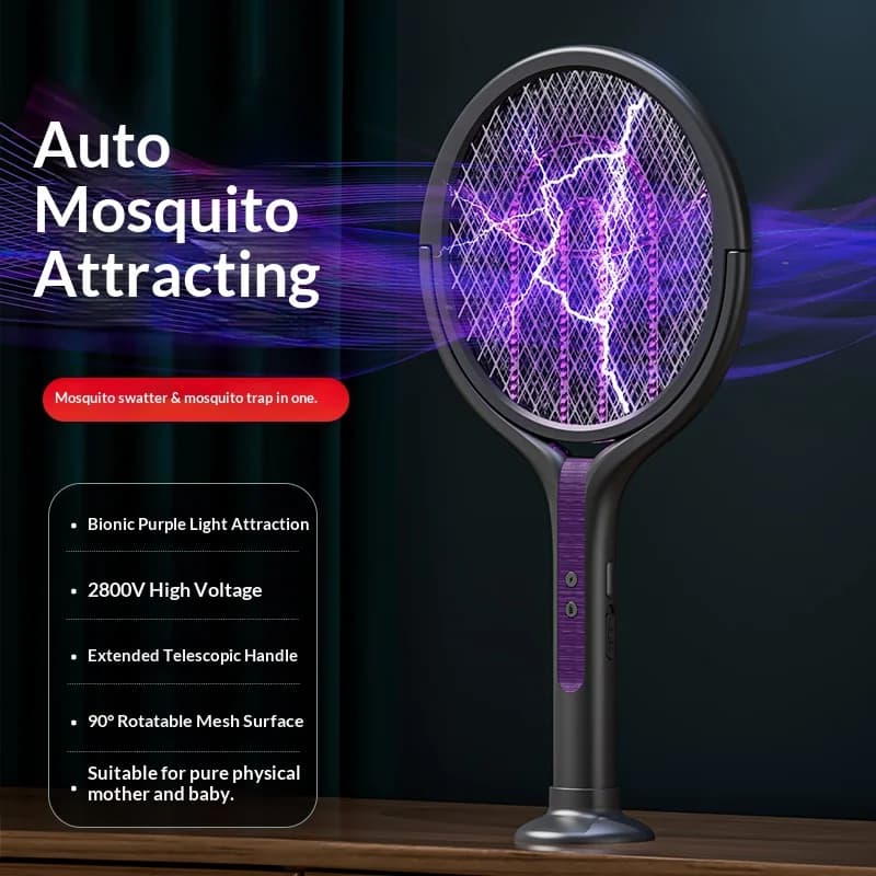 Raquette anti-insectes à tête rotative