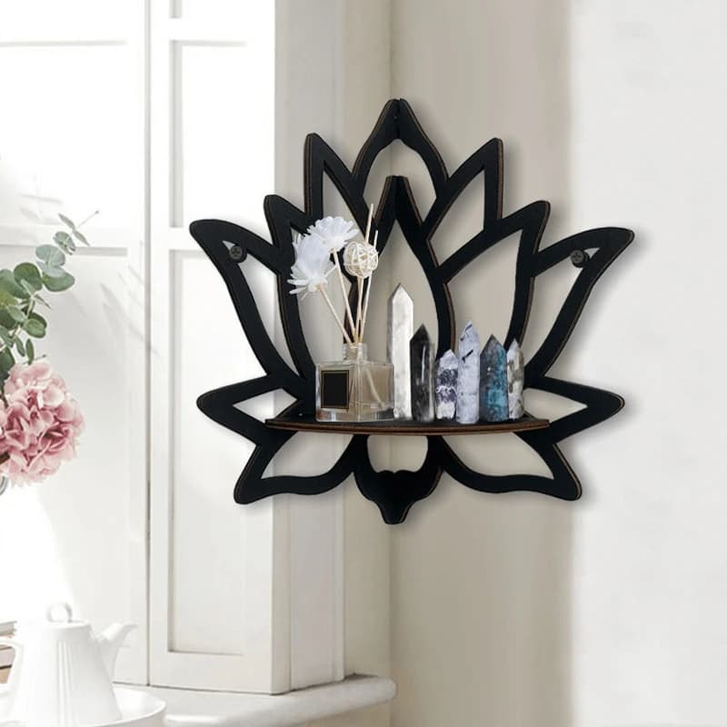 Support décoratif creux en bois Lotus, organisateur d'aromathérapie, bougeoir d'huile essentielle, étagère murale, étagère d'angle
