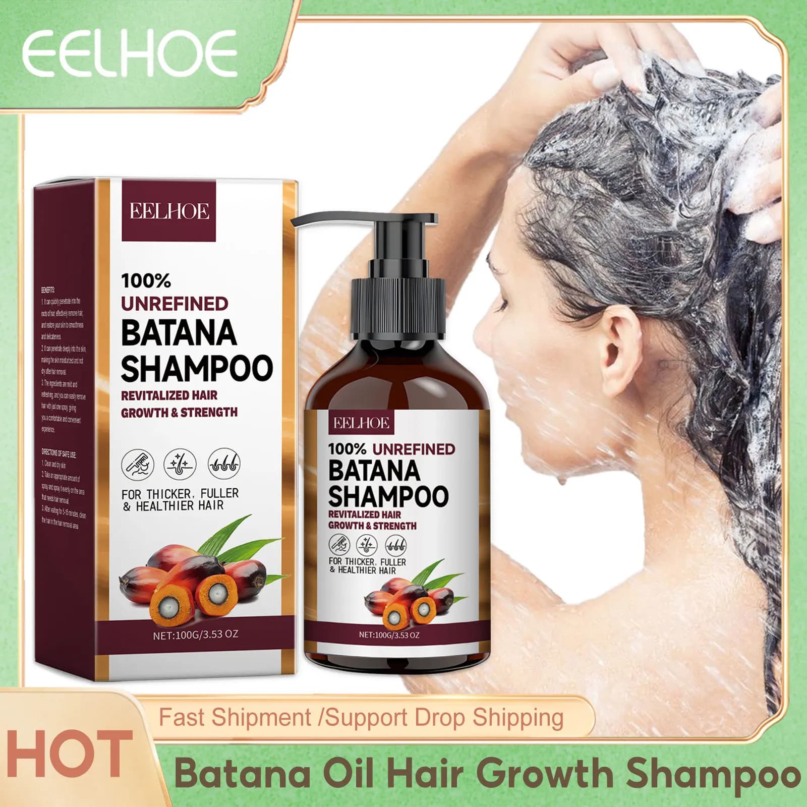 Shampooing Traitant aux Huiles de Batana Bio pour Cheveux Abîmés et Desserrés
