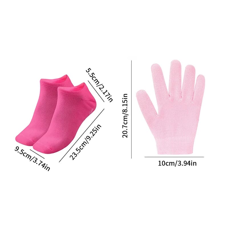 1 paire de chaussettes et gants hydratants multicolores pour les pieds secs et gercés, soin nourrissant et lubrifiant pour la peau, massage aux huiles essentielles