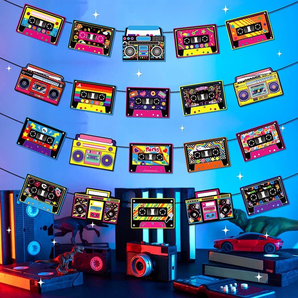 Rock Roll thème musical décorations d'anniversaire bannière papier jetable Cocktail Cassette serviette années 70 80 90 Disco Hip Hop fournitures de fête