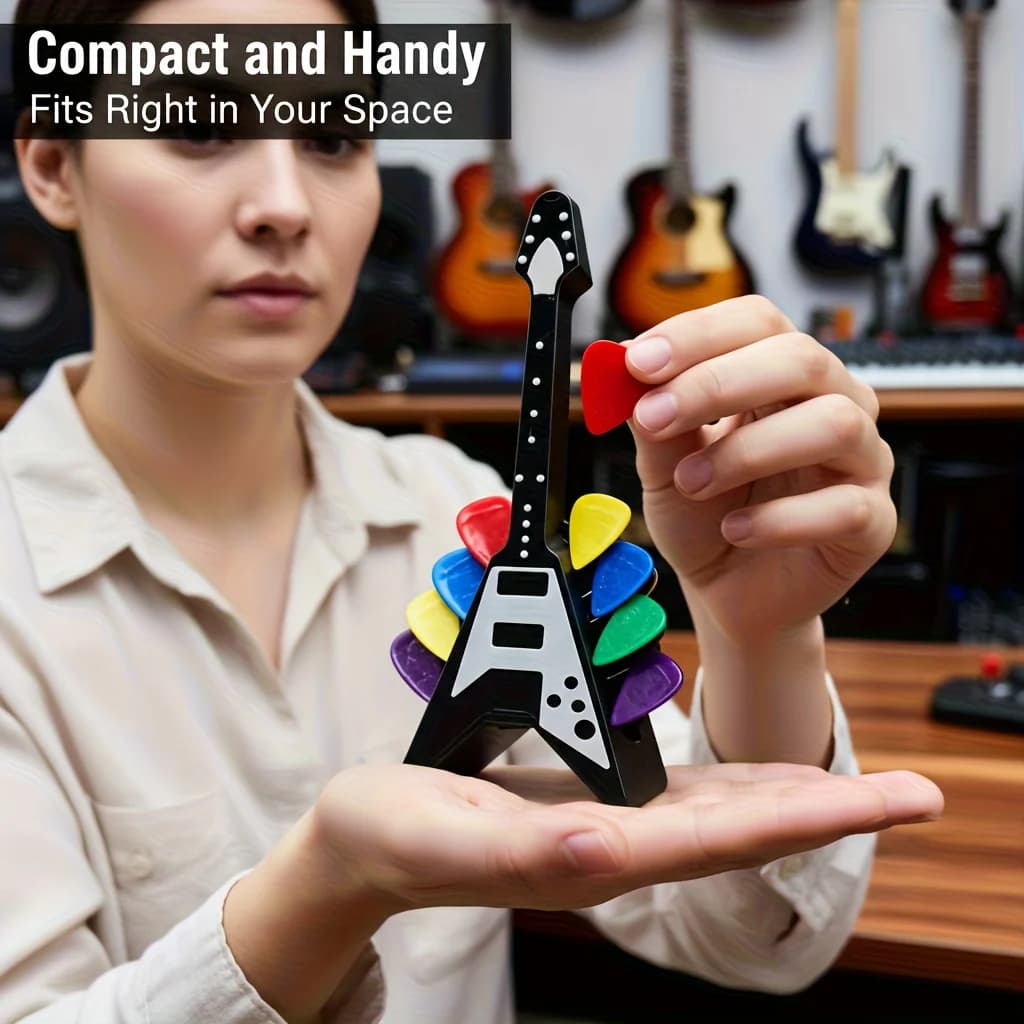 Support de médiator de guitare en forme de V Rock + coffret de tiroir de plectre
