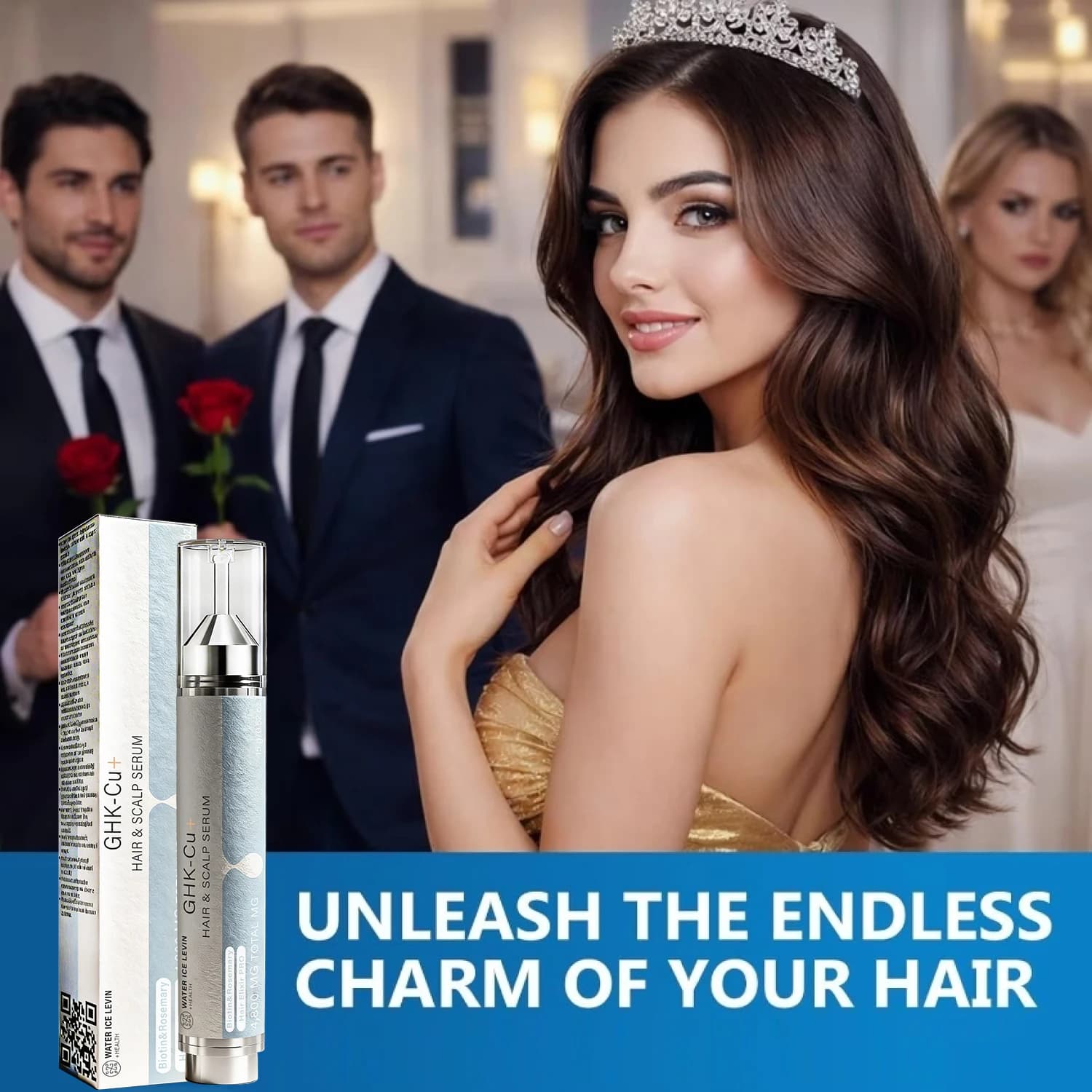 Sérum pour cheveux et cuir chevelu GHK-Cu+ 4800MG - Elixir capillaire PRO avec biotine, romarin, collagène et kératine pour le soin du cuir chevelu et la croissance des cheveux