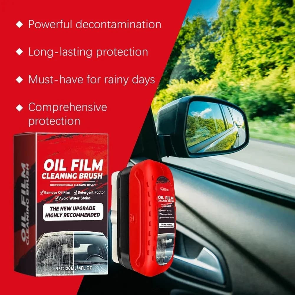 Brosse de nettoyage de Film d'huile, huile efficace Portable pour essuyer le pare-brise de voiture, outil de nettoyage de Film de brosse de panneau de verre 1/2 pièces