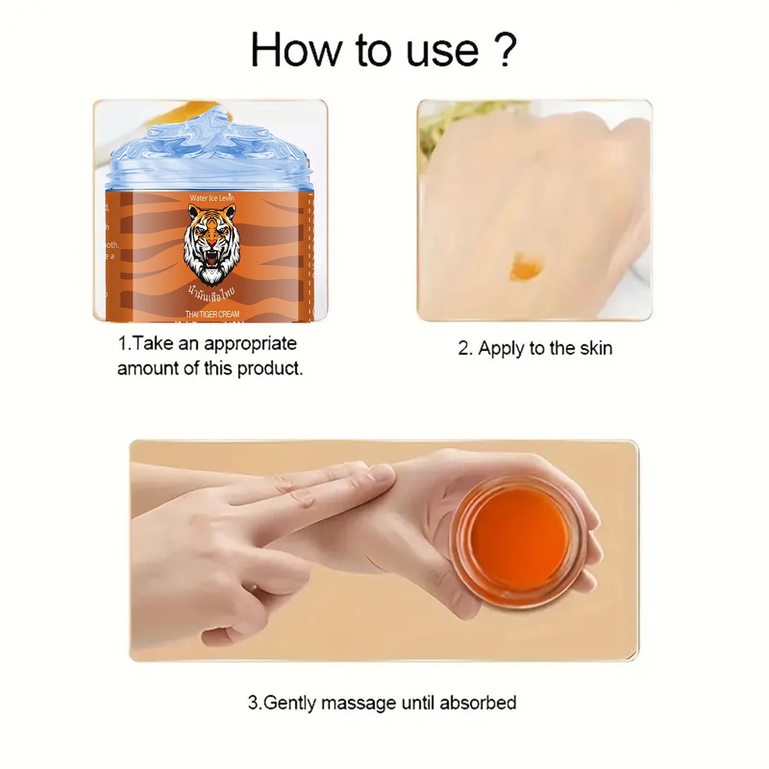 Crème à l'huile de tigre thaïlandaise - Hydratant profond hypoallergénique, riche en nicotinamide et acide hyaluronique, 60g, ingrédients naturels, apaisant et hydratant, adapté à tous les tons de pea