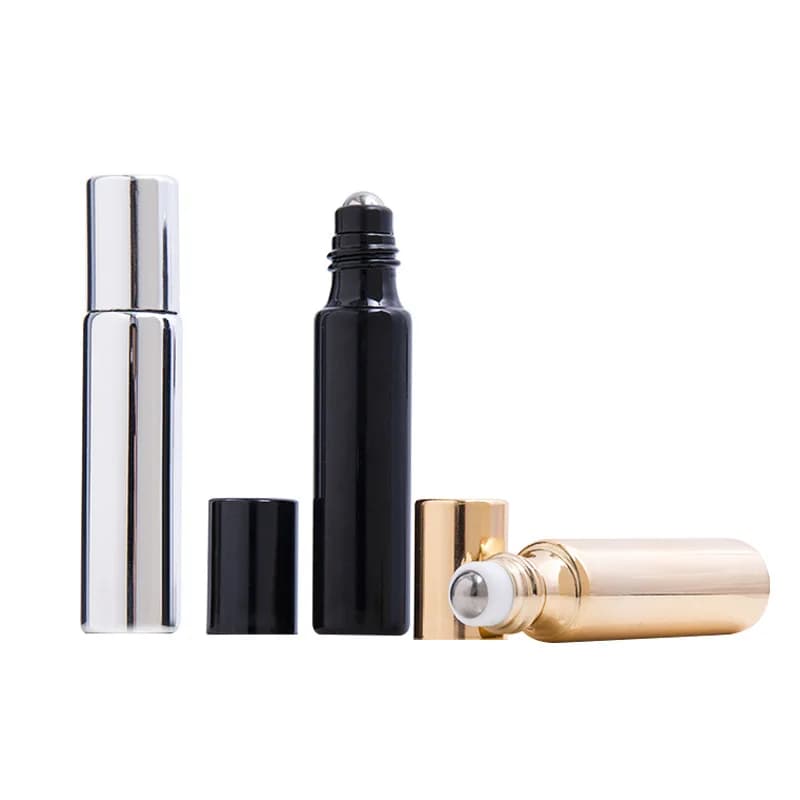 Bouteille rechargeable à rouleau métallique de 5/10ML, huiles essentielles, bouteilles de parfum en verre à rouler, conteneur de cosmétiques, lotion, vaporisateur atomiseur