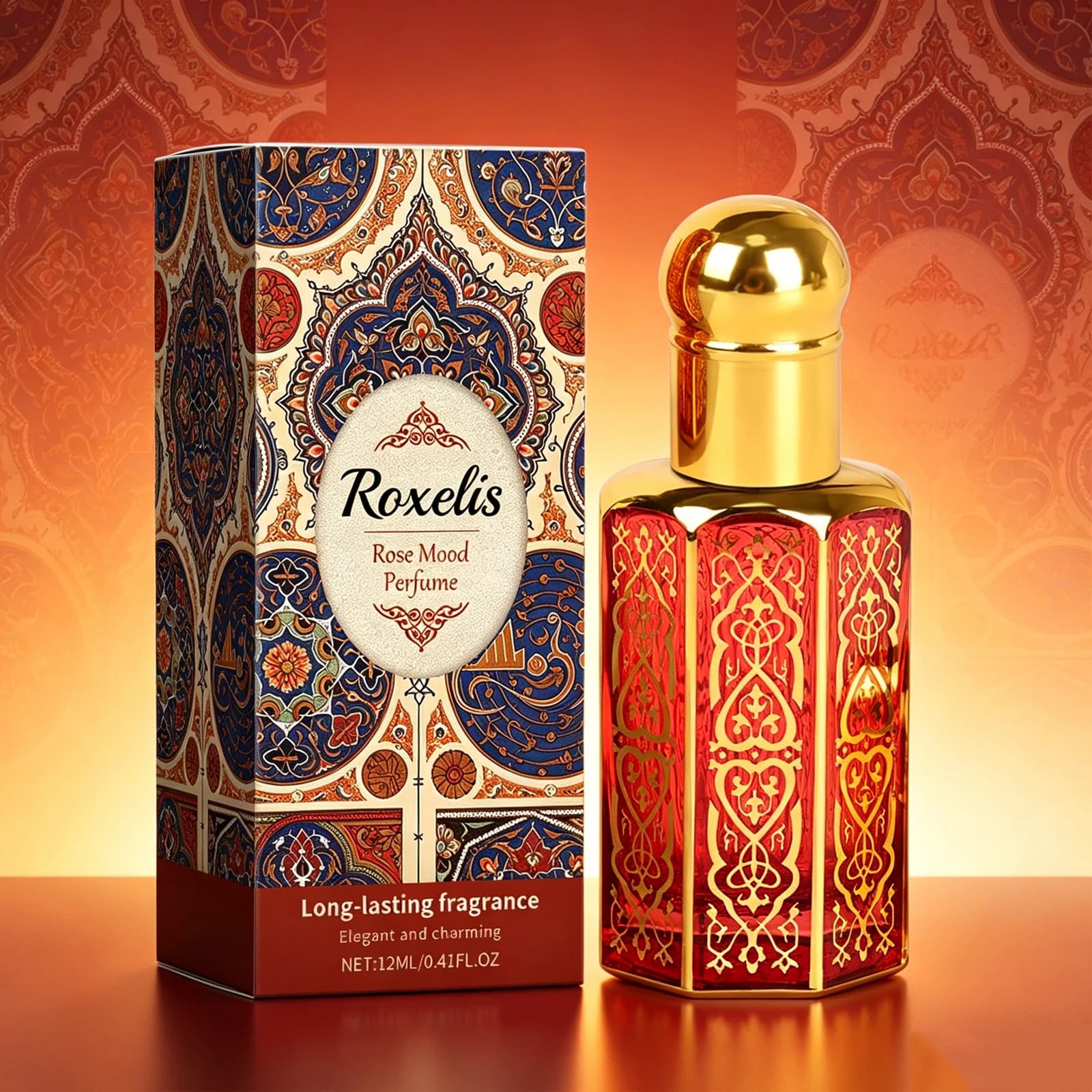 Roxelis 12ml Parfum de style arabe Rose Élégant Naturel Frais Parfum léger Parfum durable Parfum portable Parfum charmant