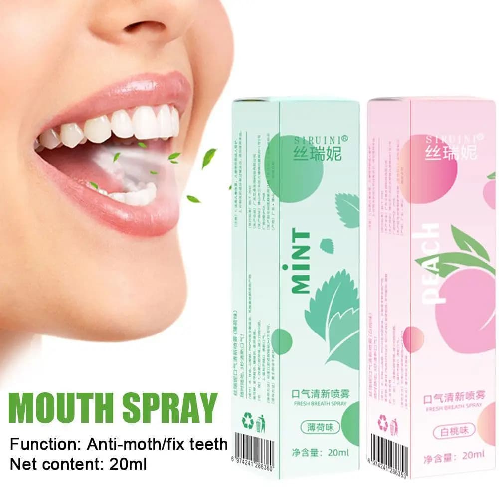 Spray rafraîchissant pour l'haleine longue durée 20 ml, saveur fruitée menthe, ingrédients menthe haute énergie, produits d'hygiène bucco-dentaire, rafraîchisseur d'haleine