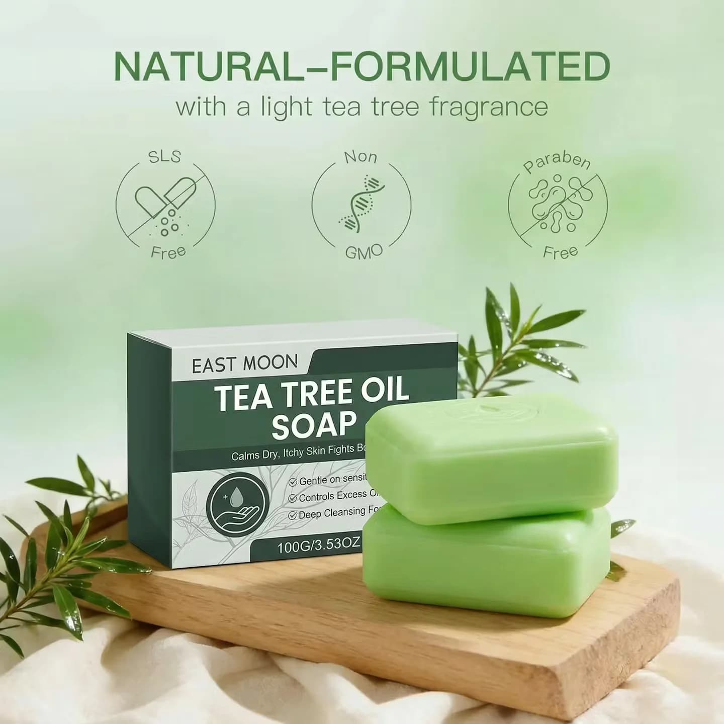 Savon en barre à l'arbre à thé pour le visage et le corps