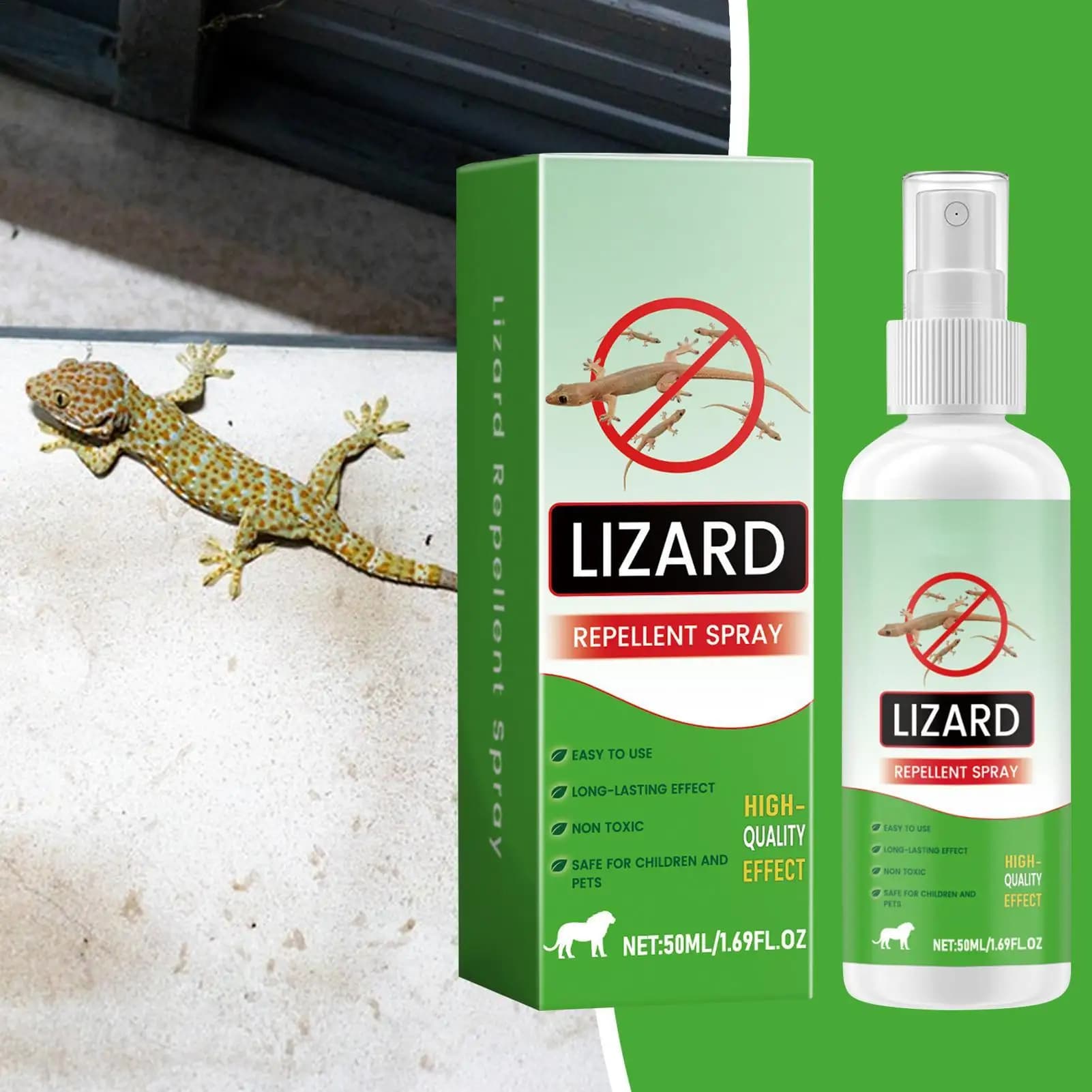 Spray Répulsif pour Geckos 50ml, Répulsif pour Lézards à l'Huile de Lavande, Sûr pour les Animaux de Compagnie, Dissuasif pour Reptiles