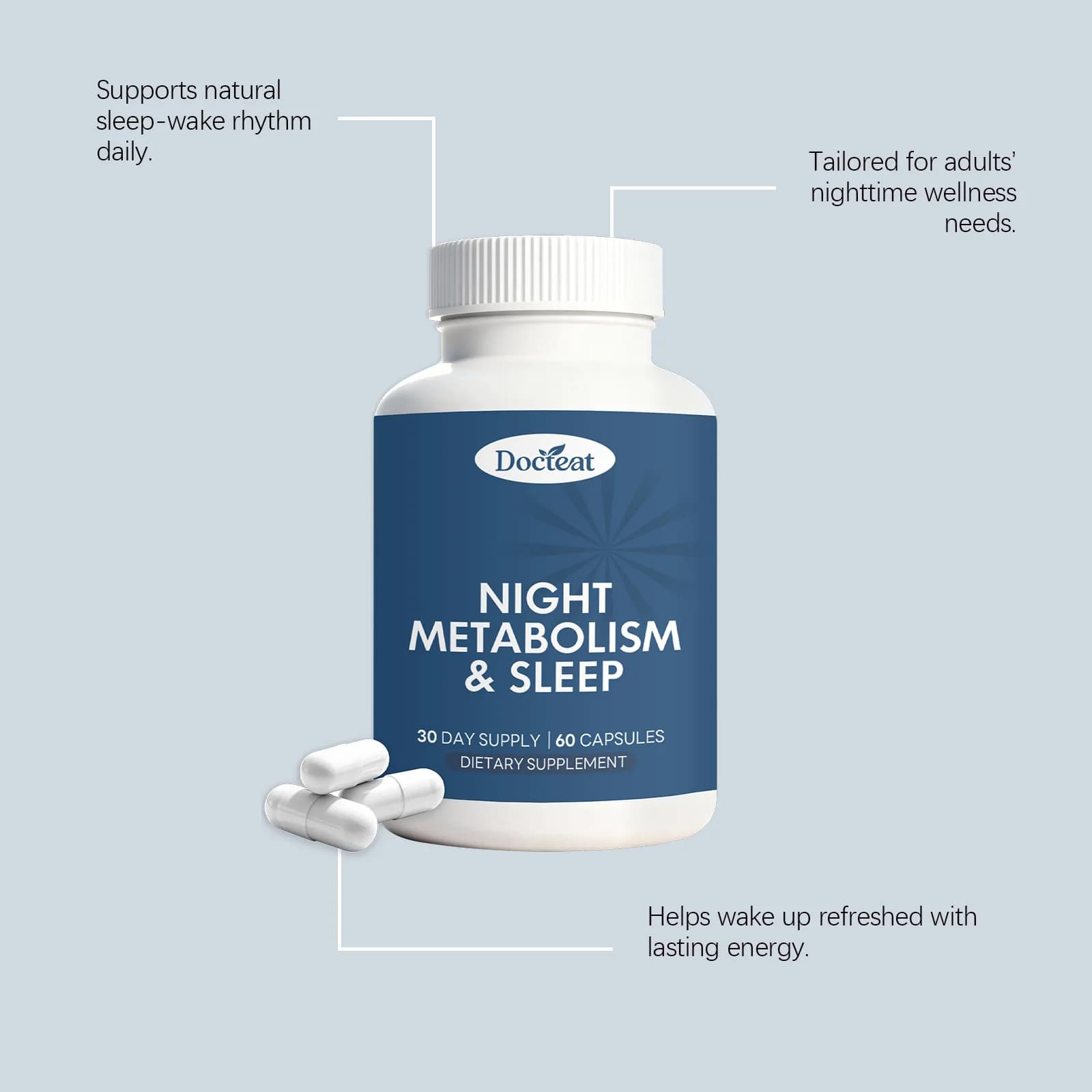 Capsules DOCTEAT pour le sommeil : Augmentent la somnolence, améliorent la qualité du sommeil, stimulent le métabolisme, ajustent les habitudes quotidiennes, capsules nutritionnelles