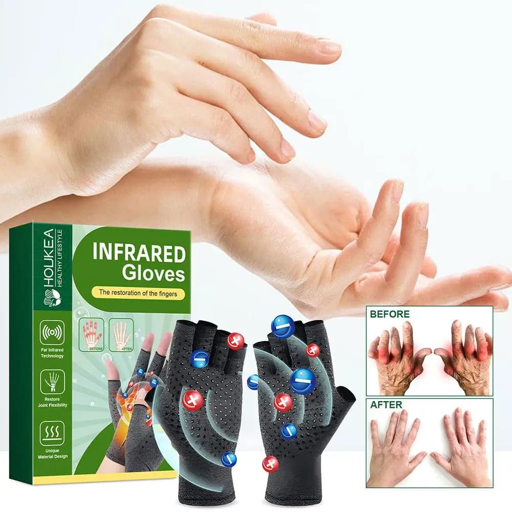 1 paire de gants pour soulager les douleurs articulaires, gants demi-doigts avec support de poignet pour soulager l'arthrite et réduire l'enflure des articulations