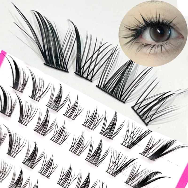 Fox Eye Effect Manga faux cils rouleau épais déformé segmenté individuel Cluster Extensions