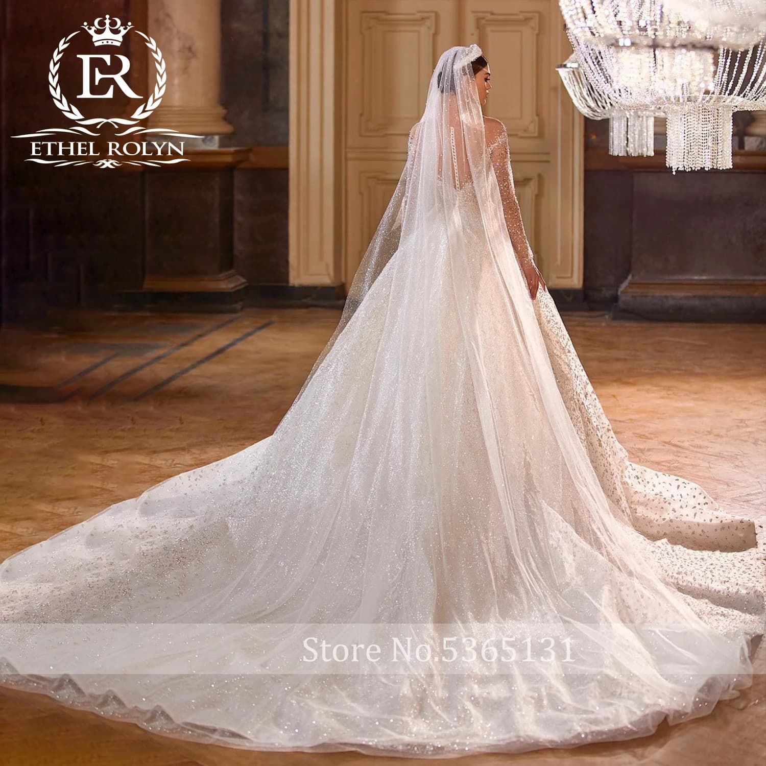 ETHEL ROLYN – robe de mariée pour femmes, Photos réelles, manches longues, en Tulle scintillant, avec cristaux, Vestidos De Novia